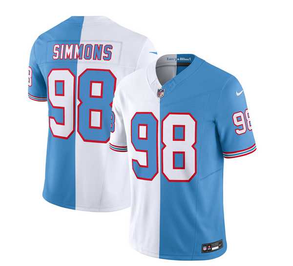 Men & Women & Youth Tennessee Titans #98 Jeffery Simmons White Blue 2023 F.U.S.E. Split Vapor Limited Throwback Jersey->washington commanders->NFL Jersey